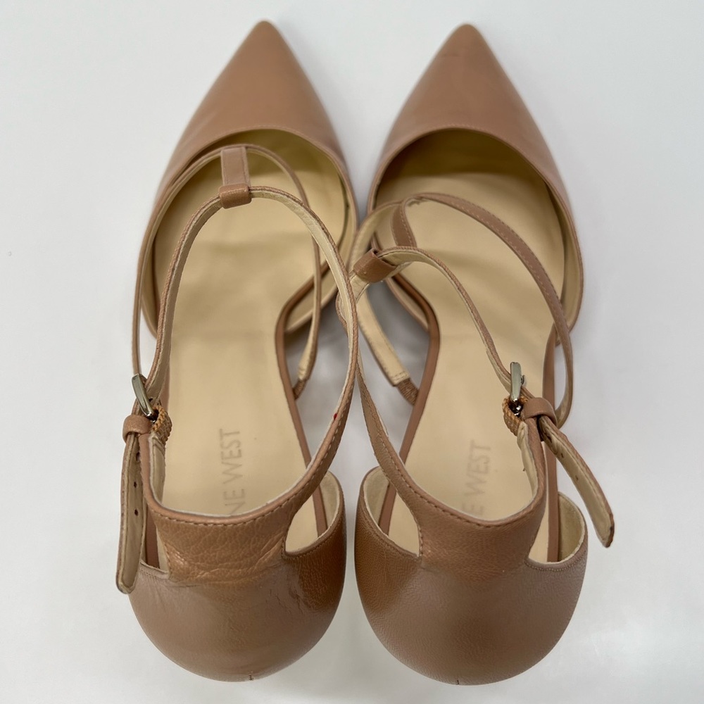 Nude Kitten Heels Pointed Toe T Strap Pumps Low Heel Work Shoes Mary Jane Heeled - Picture 4 of 17